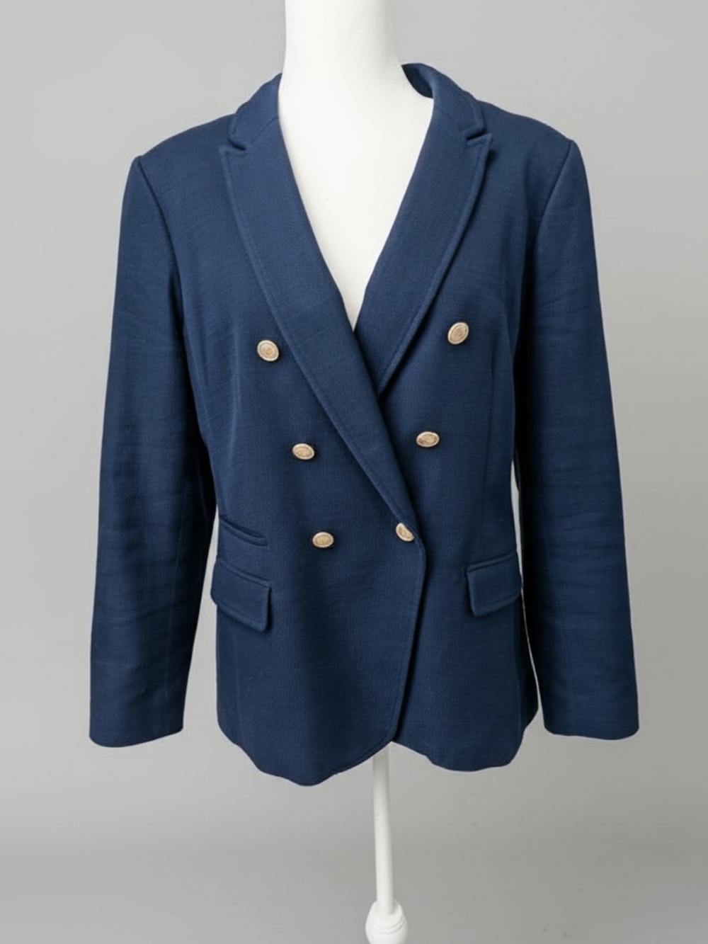 Banana Republic Navy Double-Breasted Blazer with Gold-Tone Buttons